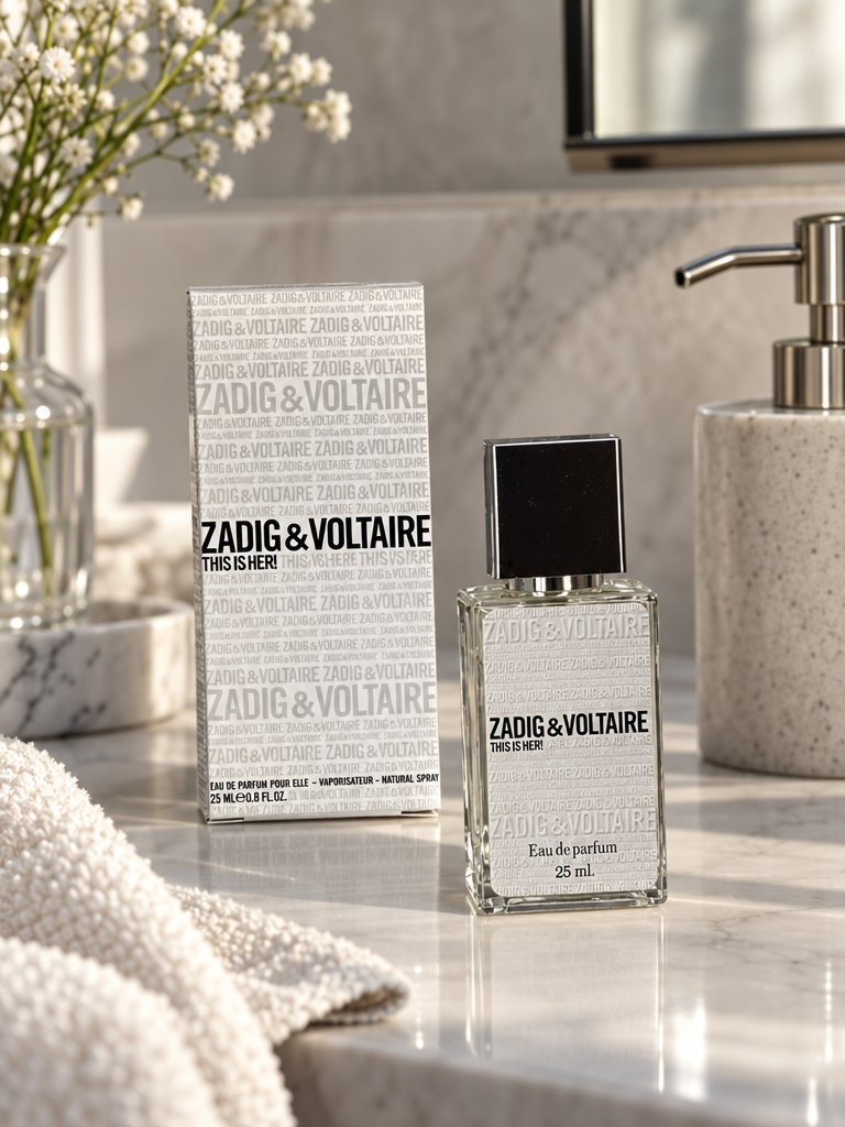 GPT Image 2.5 Sunburst: в интерьере: привычная обстановка с парфюмом Zadig & Voltaire